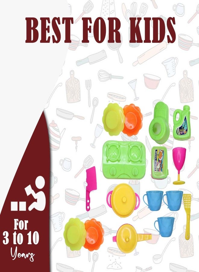 AASA 16 Pcs Portable Cooking Kitchen Play Set Food Party Toy for Girls Multicolor Pack of 1 - Image 4